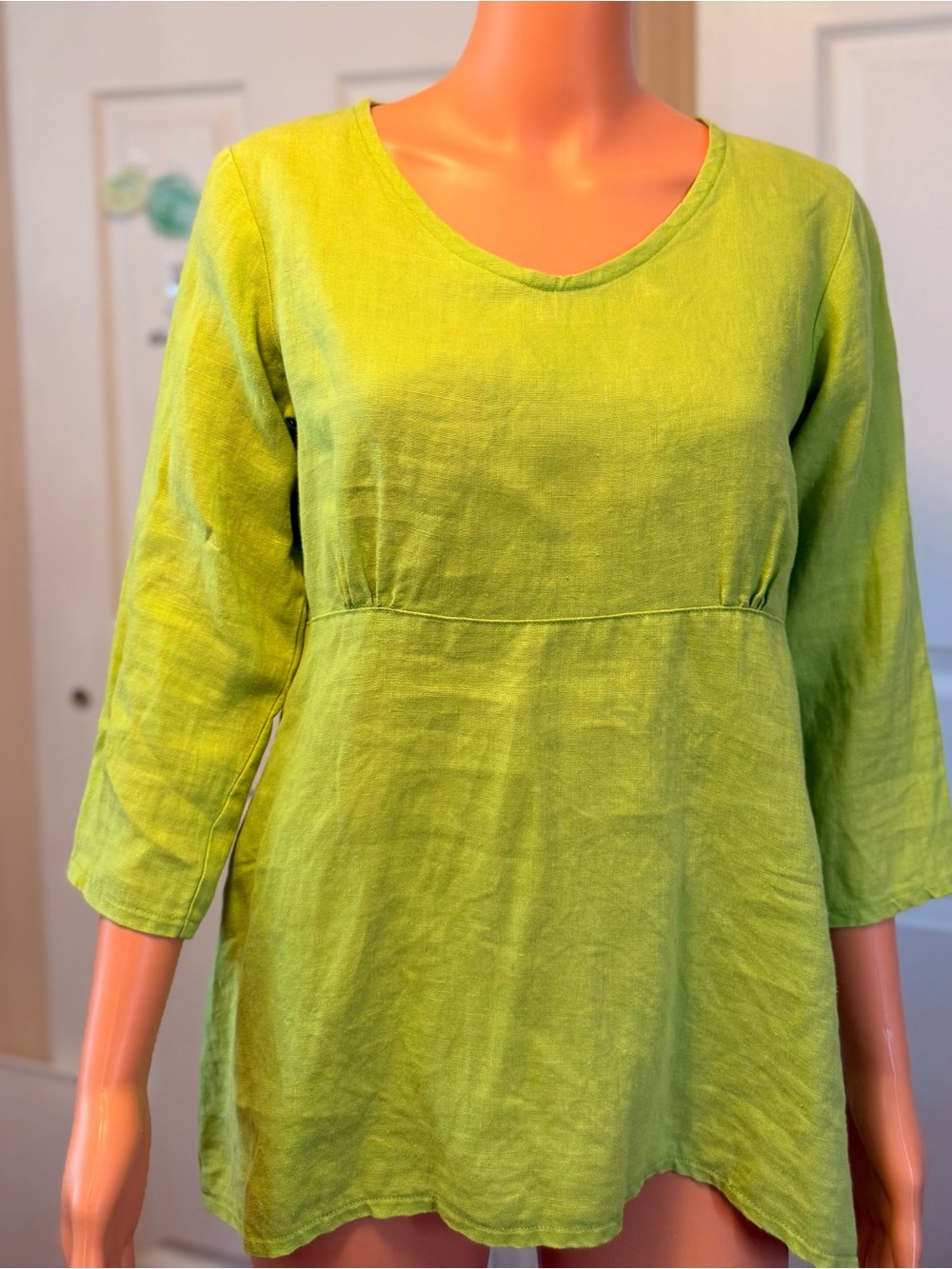 Goddess Gear Organic Linen Bright Green Top Button Accents